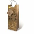 Wrap-Art Gold Swirls paper Bag with Metal Rope Handle 17202